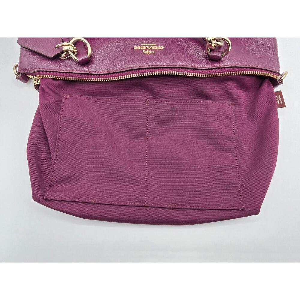 Coach Small Kelsey Pebbled Leather Satchel Bag β Deep Plum β Gold Hardware - Picture 11 of 16